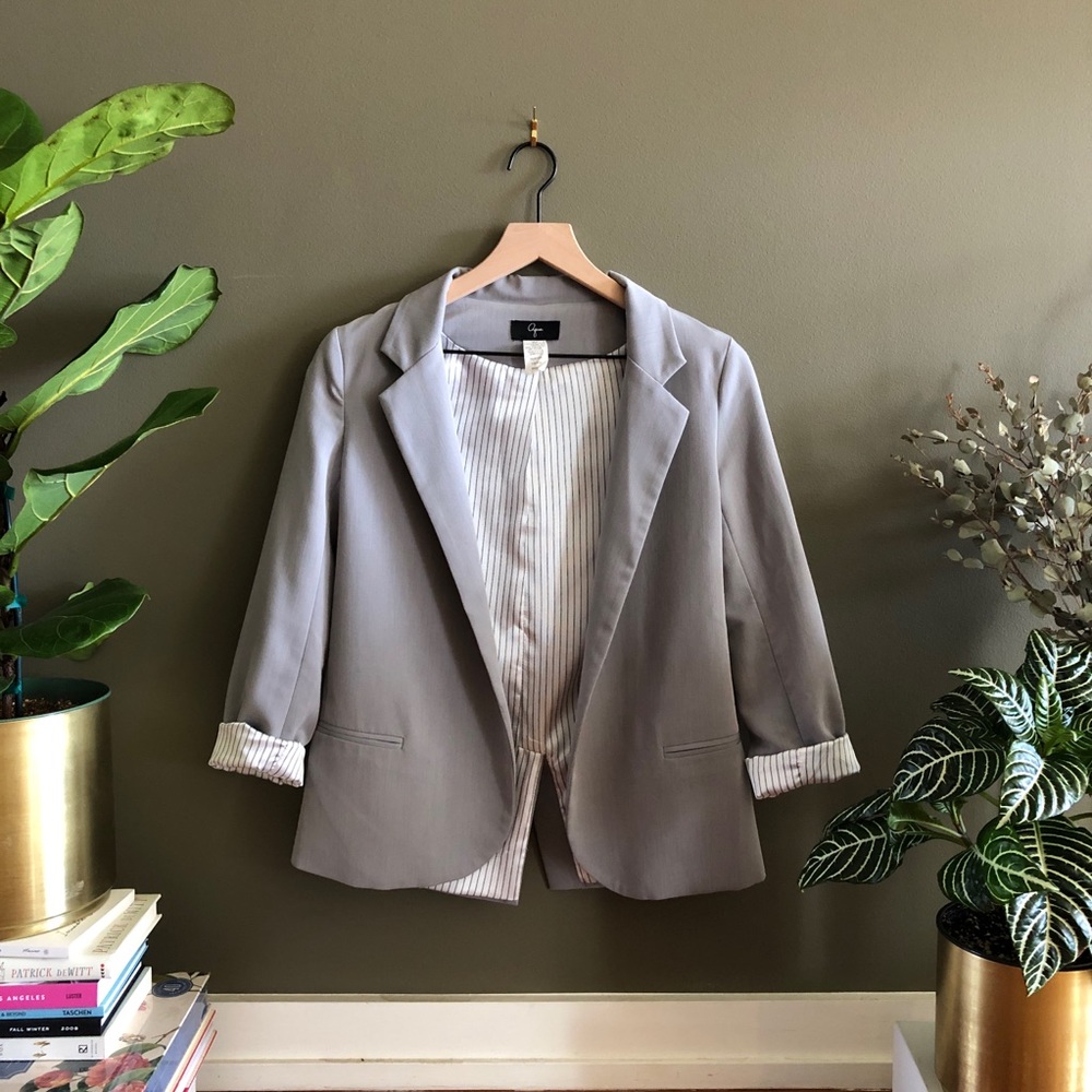 Aqua by Bloomingdales Light Grey Boyfriend Blazer